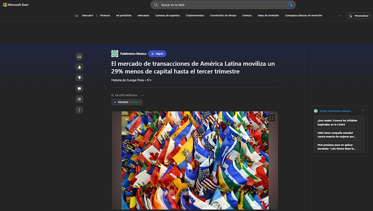 El mercado de transacciones de Amrica Latina moviliza un 29% menos de capital hasta el tercer trimestre